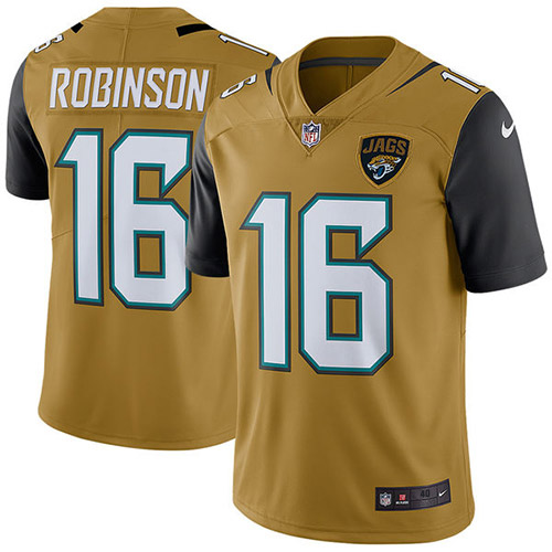 Men's Elite Denard Robinson Nike Jersey Gold - #16 Rush NFL Jacksonville Jaguars